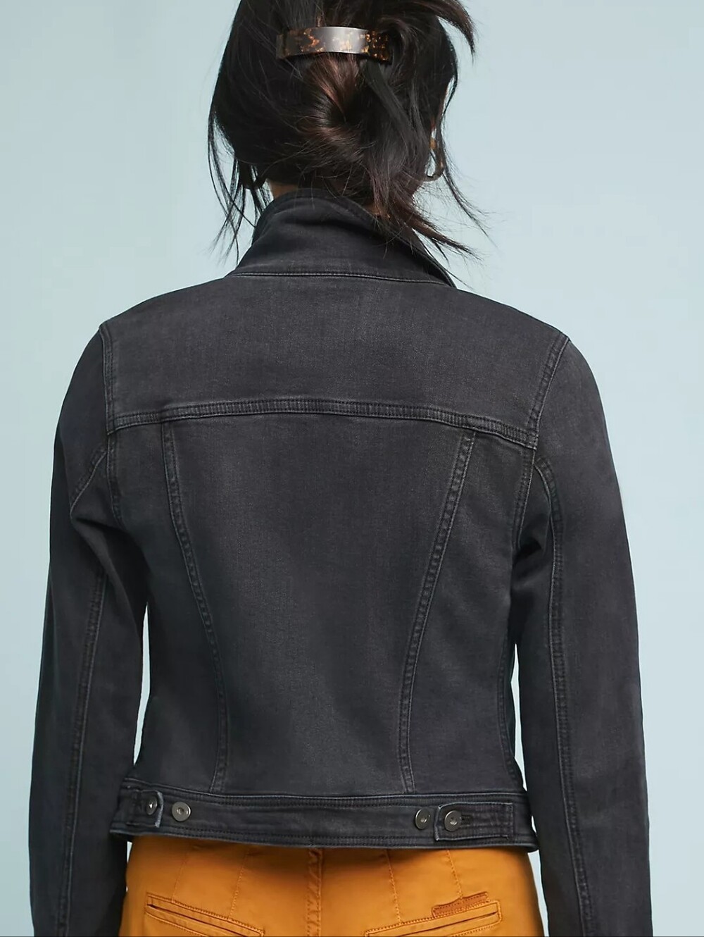 Anthropologie Pilcro And The Letterpress Black Classic Button Front Denim Jacket - Picture 2 of 9